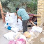 زيارة ميدانية للاطلاع على سير العمل وتوزيع السلات الغذائية في مدرسة التضامن الثامنة للايتام بقضاء الفهود